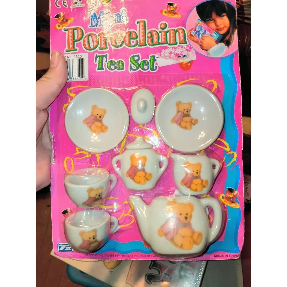 Mini Porcelain Tea Set Sealed NOS Teddy Bear 9 Pieces